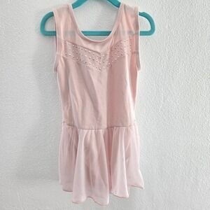 Cat & Jack Girls Pink Rhinestone Mesh Leotard Dance Dress Size M 7/8